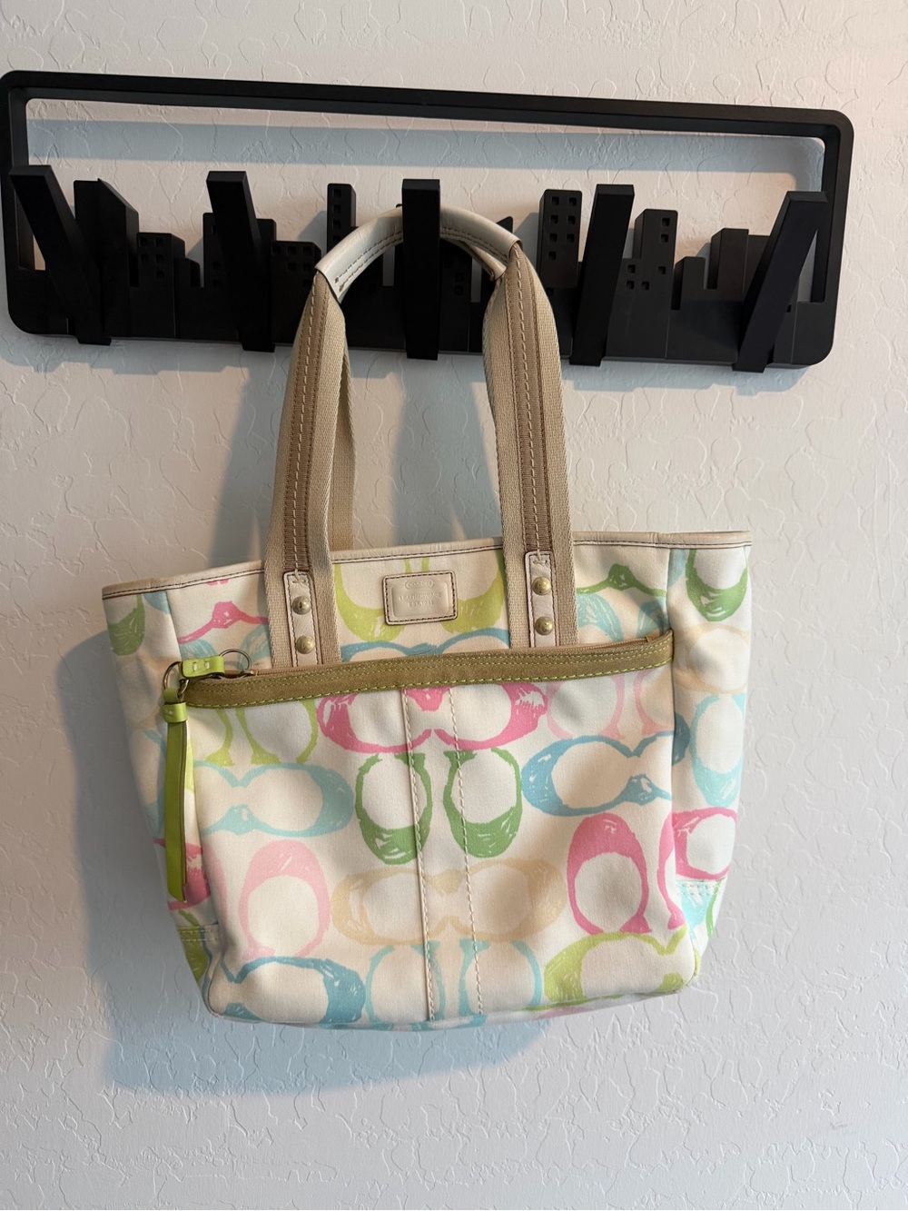 Coach Y2K Hampton Canvas Tote Bag in Pastel Multi shoulder Bag